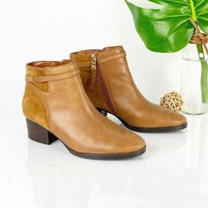 Lauren Ralph Lauren Women's Damara Ankle Boot Size 7 Block Heel Cognac Leather